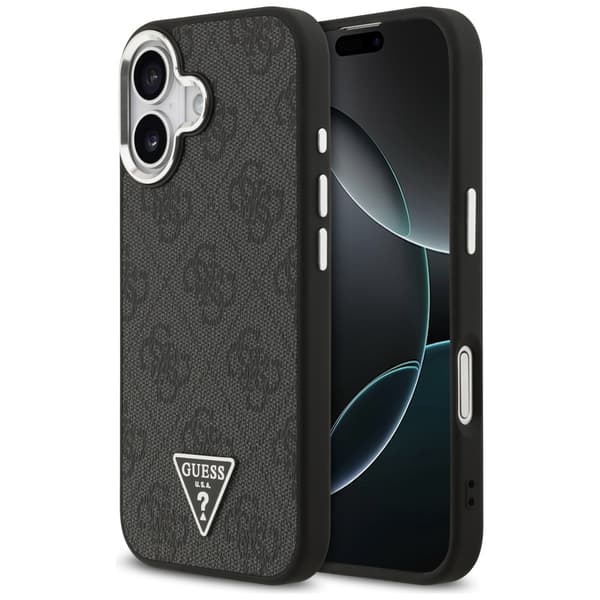 Guess 4G Triangle Logo MagSafe-etui til iPhone 17, sort sølv