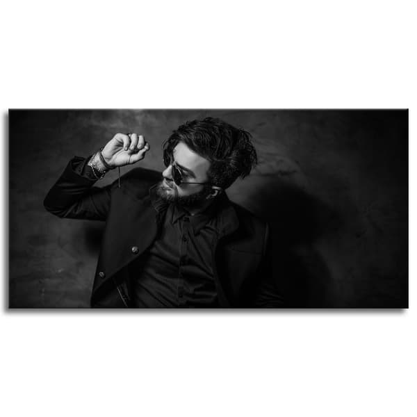Lærredstryk Sort-hvid mand 120x60 cm