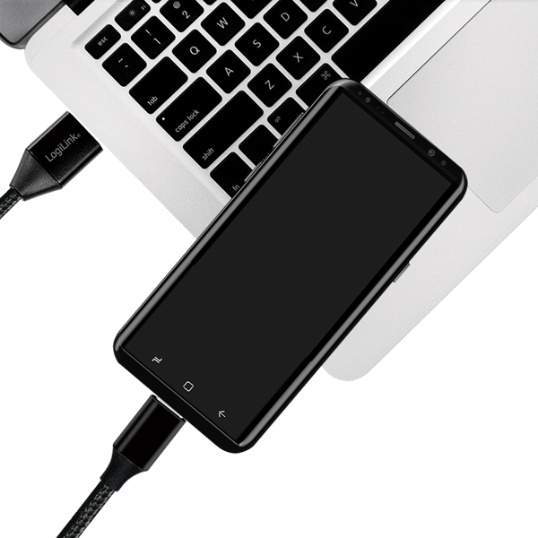 USB 2.0 Typ-C till USB-A-kabel 1 m LogiLink hållbar snabb dataöverföring