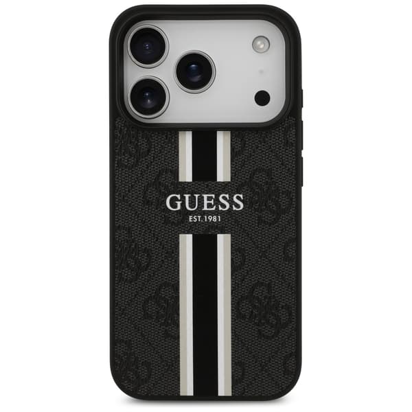 Guess 4G Printed Stripes MagSafe-etui til iPhone 17 Pro, sort