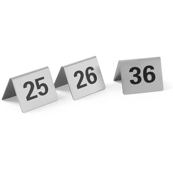 Bordnummer 25-36 informationsplade, rustfrit stål, sæt med 12 - Hendi 663868