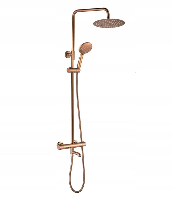 Lungo Diamond utanpåliggande duschset, kopparblank
