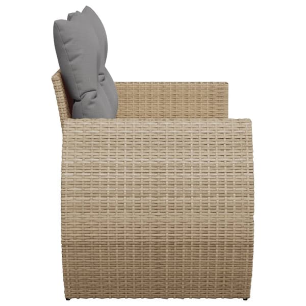 vidaXL Trädgårdssoffa med kuddar, 2-sits, beige, polyrotting