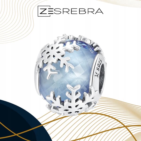 Snöflingeberlocker snöflingor blå S925 silver 925 pärla pärlor
