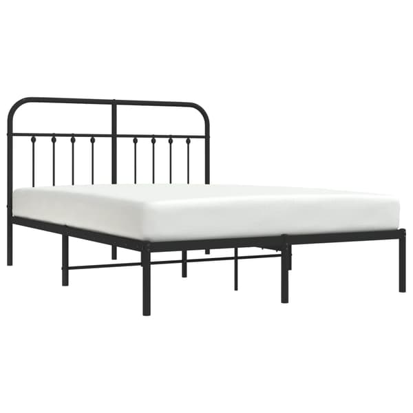 vidaXL metalsengestel med hovedgærde sort 140x190 cm