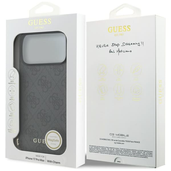 Guess 4G Charms Collection MagSafe-etui til iPhone 17 Pro Max, sort
