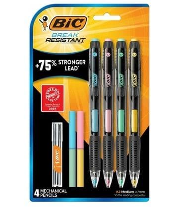 Stiftblyant + stifter + viskelæder 4 stk. BIC