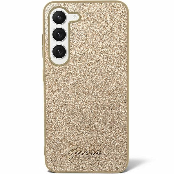 Guess Glitter Script-skal till Galaxy S24+, guld