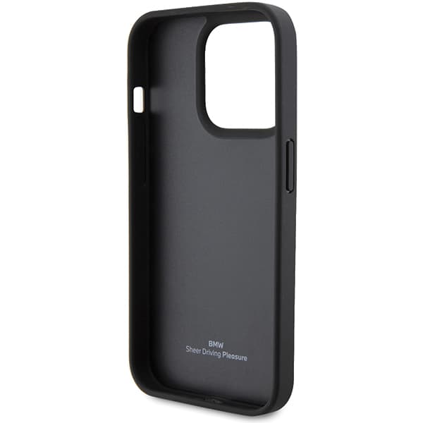 BMW lædercover i quiltet materiale til iPhone 15 Pro Max, sort