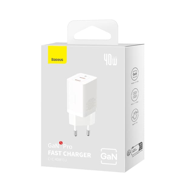 GaN5 Pro 40W USB-C Väggladdare - Vit