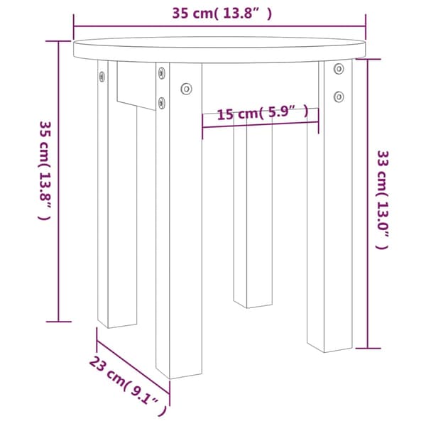 vidaXL Soffbord grått Ø 35x35 cm massivt furuträ
