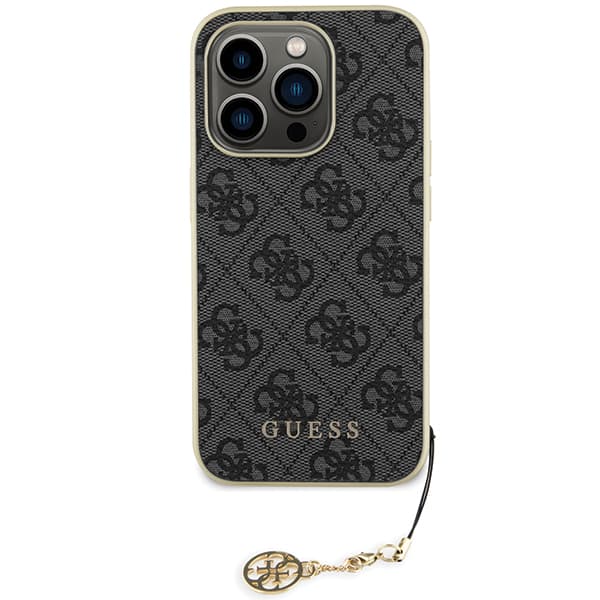 Guess 4G Charms Collection-etui til iPhone 15 Pro, grå