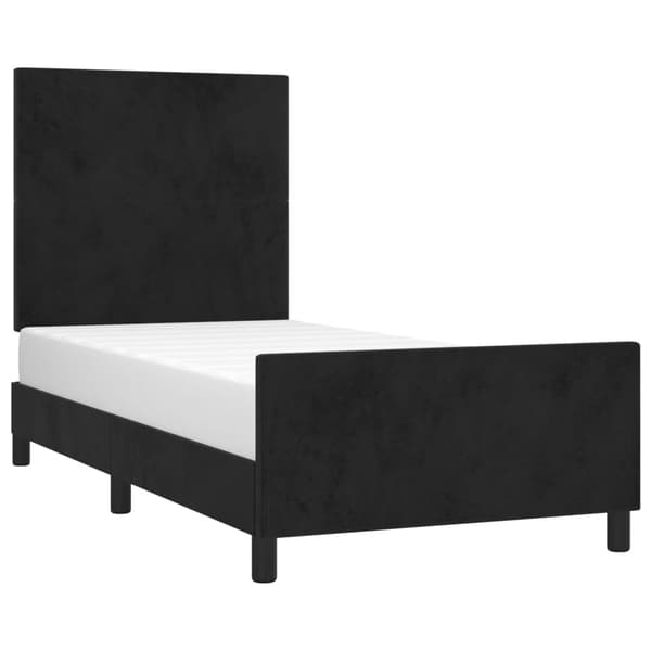 vidaXL sengestel med hovedgærde sort 90x190 cm fløjl