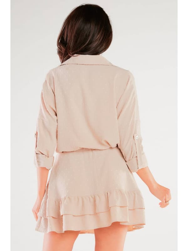 Sommarig utsvängd minikjol, beige L/XL