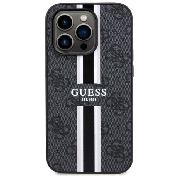 Guess 4G Printed Stripes MagSafe-etui til iPhone 14 Pro Max, sort