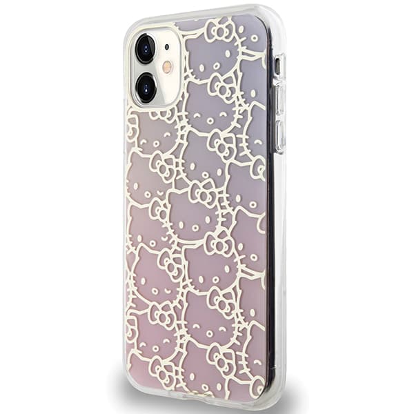 Hello Kitty IML Gradient Electrop Crowded Kitty Head-skal till iPhone 11 / Xr, Rosa