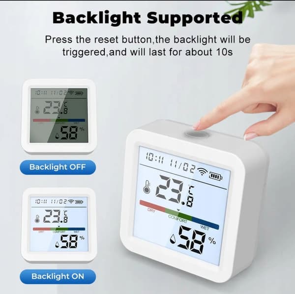 TH05Z Tuya Zigbee temperatur- og fugtighedssensor, UR, LCD-display