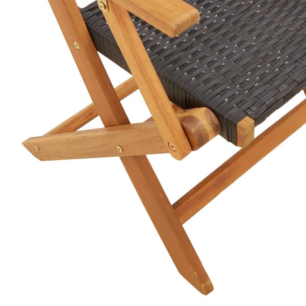 vidaXL foldbare havestole, sæt med 4, sort polyrattan og træ