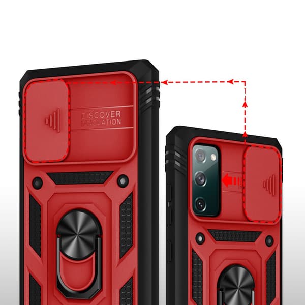 Pansret cover til Samsung Galaxy S20 FE, CamShield Slide, rød