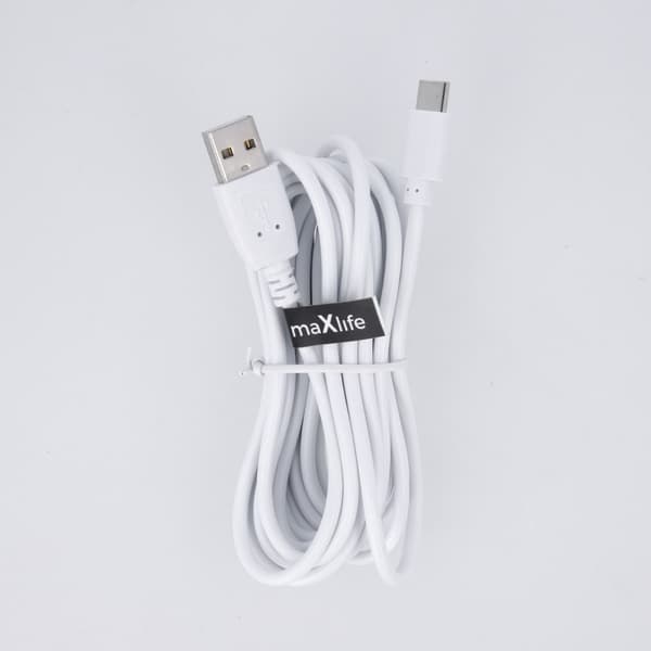 Maxlife USB - USB-C -latauskaapeli 3,0 m 2A Valkoinen