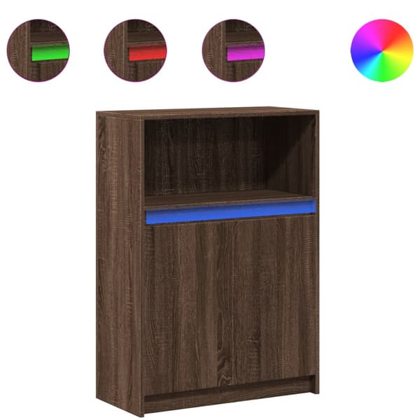 vidaXL LED-skab brunt egetræ 72x34x100 cm