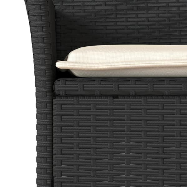 vidaXL havemøbelsæt med 3 dele og hynder, sort, polyrattan