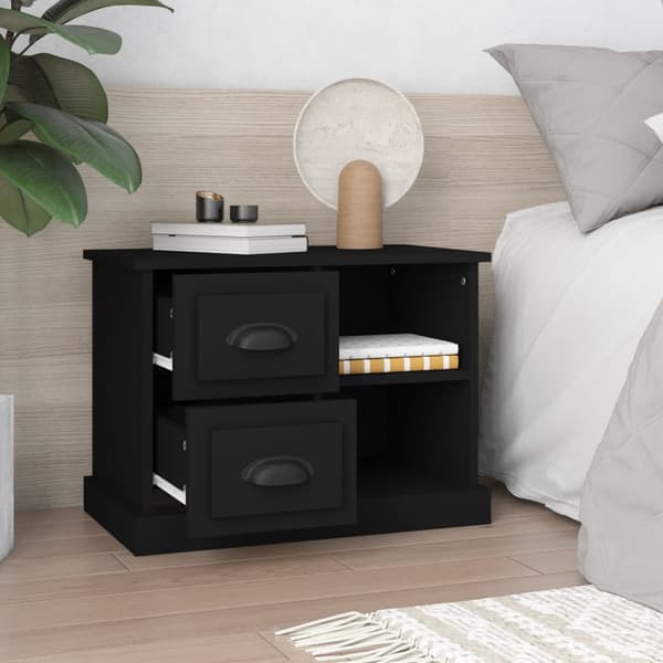 vidaXL sengebord, sort, 60x35,5x45 cm