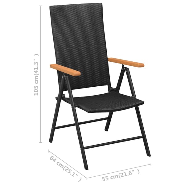 vidaXL havestole, sæt med 4, polyrattan, sort