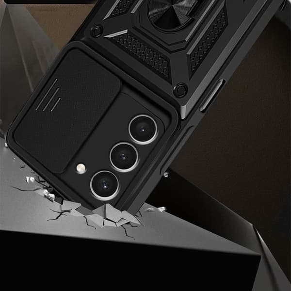 NOX Kamera Slide Cover Sæt til Samsung Galaxy S23, Sort + 2x Glas