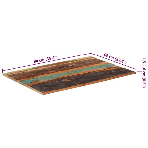 vidaXL rektangulær bordplade 60x90 cm 15-16 mm genbrugstræ