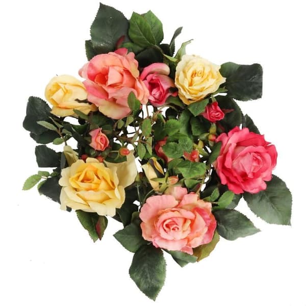 Romantisk krans af rosa og gule roser, diameter 30 cm