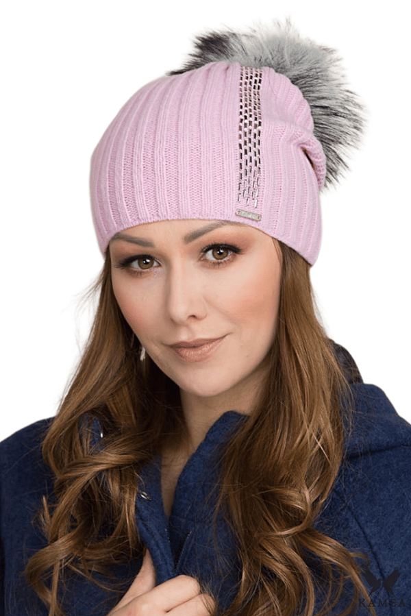 AMBER damhatt med rosa pompom