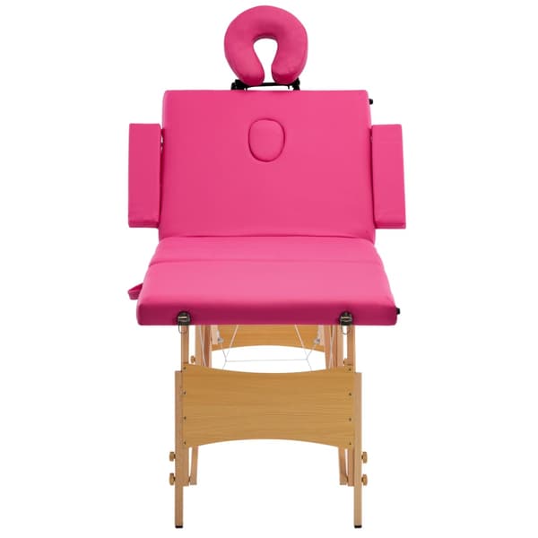 vidaXL foldbart massagebord 4-zoner træ pink