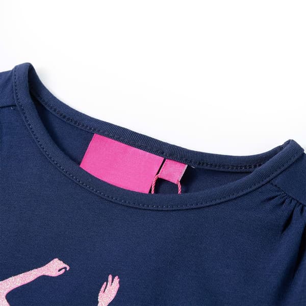 Barn långärmad T-shirt, marinblå, 128