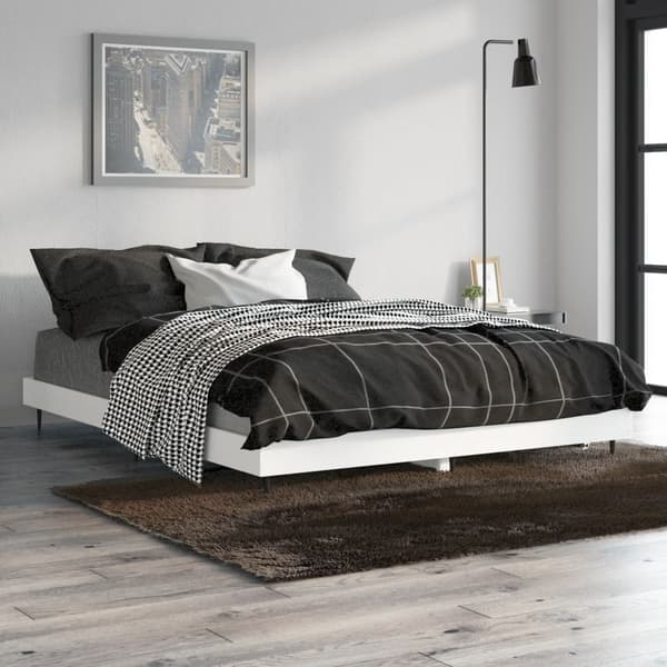vidaXL Sängram vit 135x190 cm träbaserat material