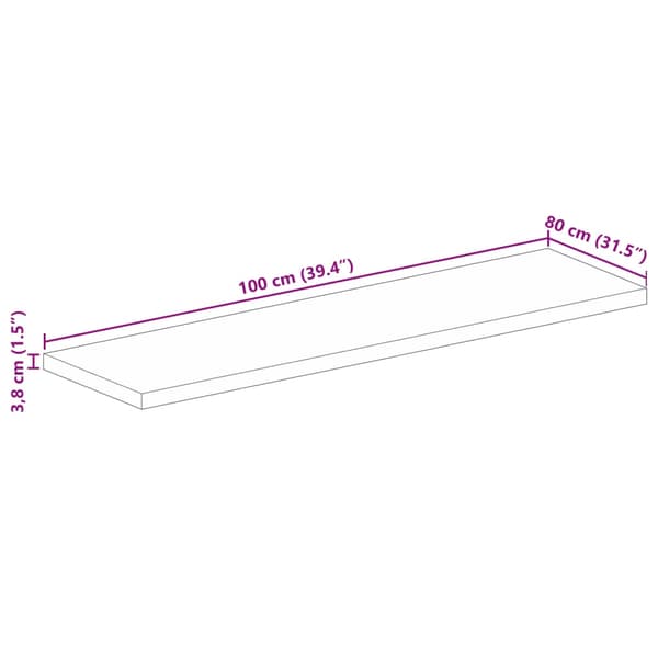 vidaXL bordplade 100x80x3,8 cm rektangulær massiv genbrugstræ