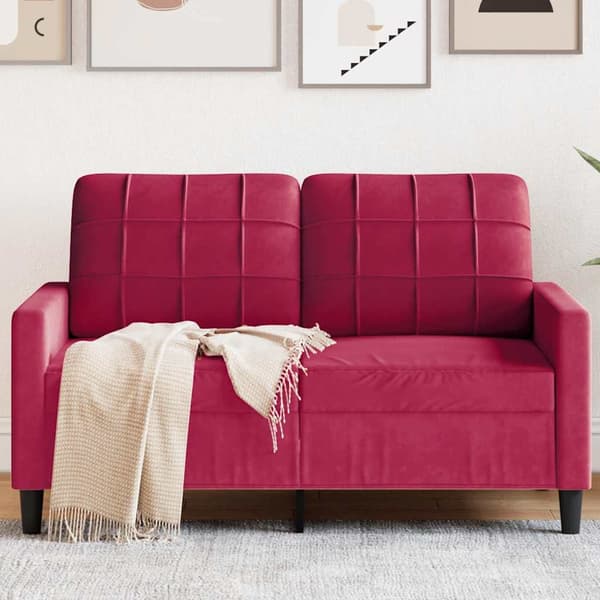 vidaXL 2-sitssoffa vinröd 120 cm klädd i sammet