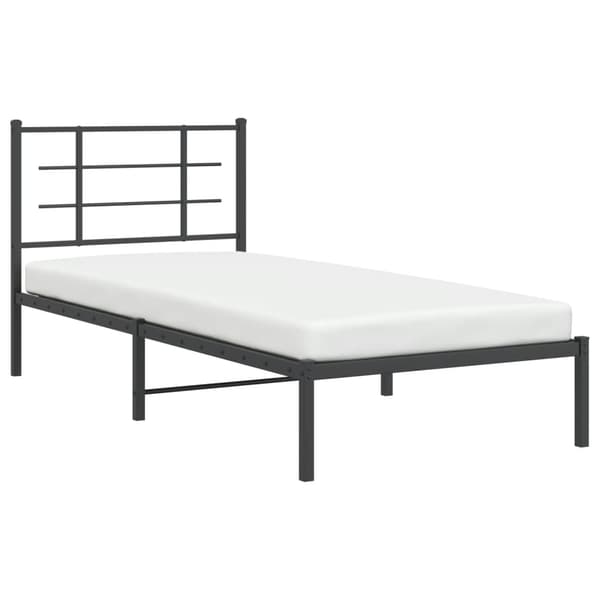 vidaXL metalsengestel med hovedgærde sort 90x190 cm