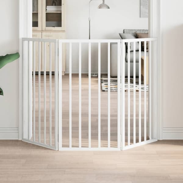 vidaXL foldbart sikkerhedsgitter til hunde, 3 paneler, hvid, 150 cm