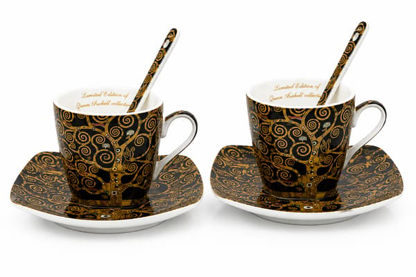 Klimt Livets träd espressokoppar i porslin, set 2x80ml, som present