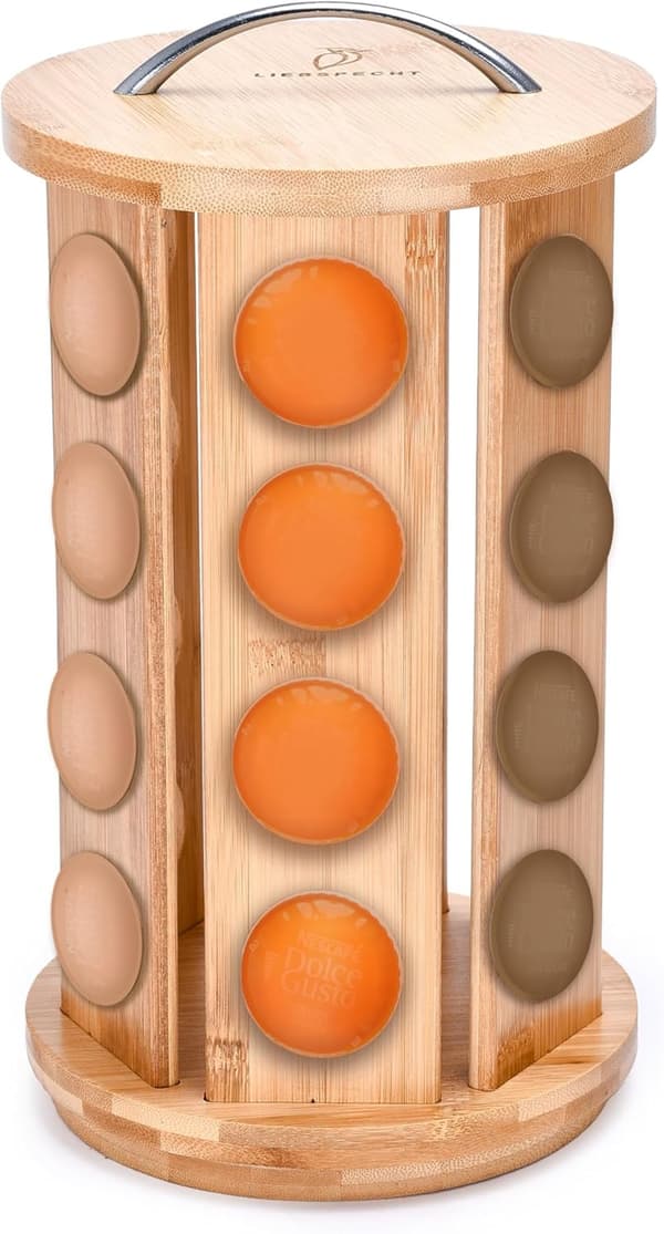 Roterende bambus kaffekapselholder 24 stk. organizer