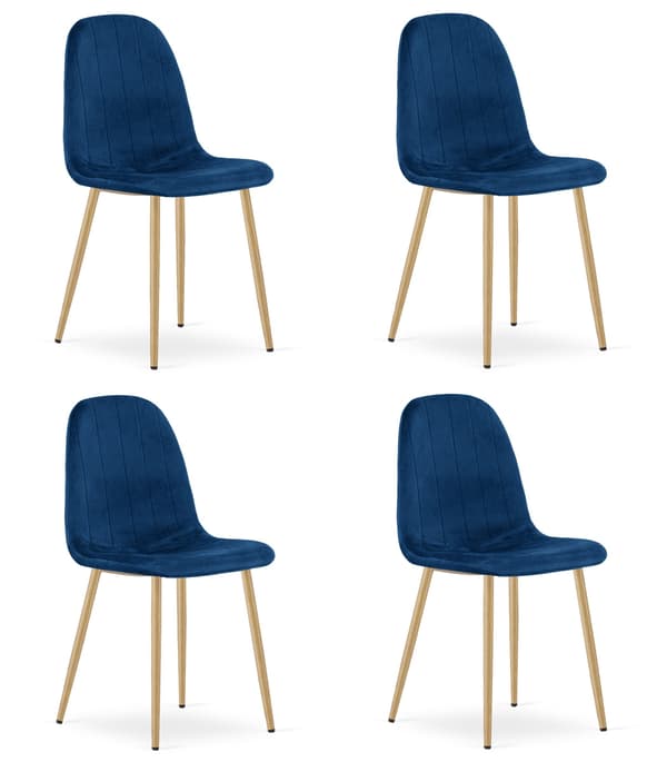 PADVA stol - marineblå fløjl / ben i egetræ x 4