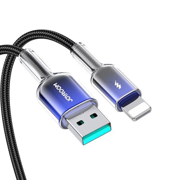 Crystal-Clear Series 3A USB-A iPhone Lightning -kaapeli 1.2m - Musta