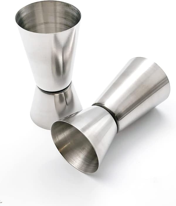 Jigger Pourer stål bartendermätkopp 25 ml 50 ml 2-pack för cocktails