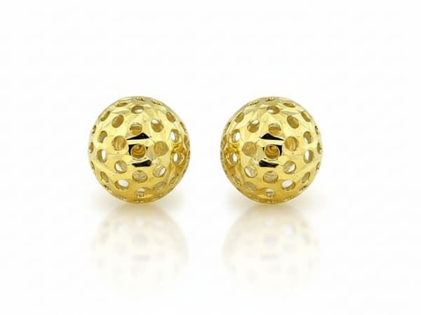 375 guld åbne kugleformede ørestikker til kvinder