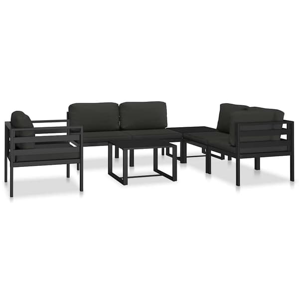 vidaXL Mittsoffmodul med kuddar, aluminium, antracit