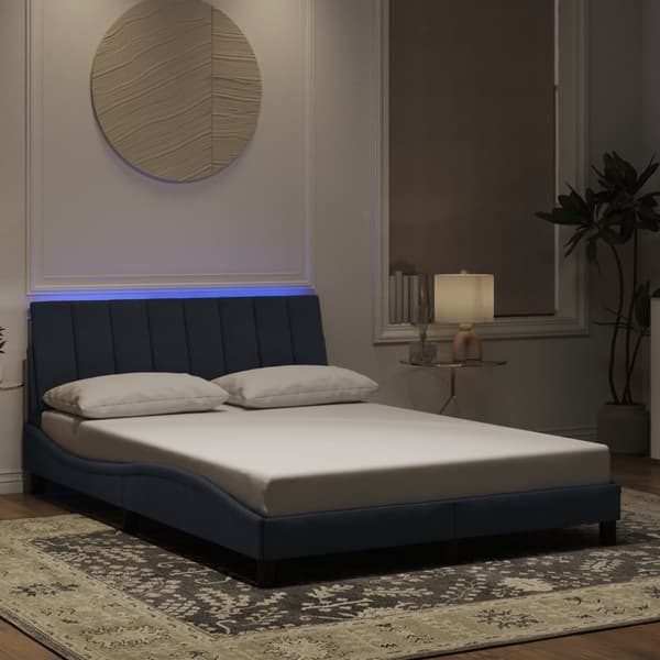 vidaXL Sängram med LED mörkgrå 140x190 cm sammet