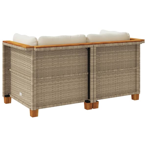 vidaXL Hörnsoffmoduler med kuddar, 2 st, beige, polyrotting