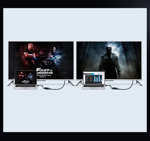 HDMI - VGA micro USB AUX lyd 3,5 mm mini jack adapter sort
