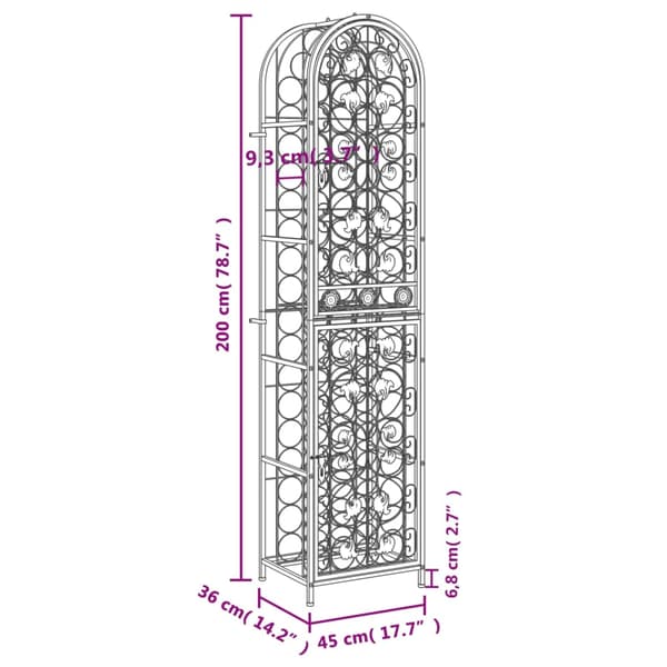 vidaXL 73 pulloteline musta 45x36x200 cm takorauta